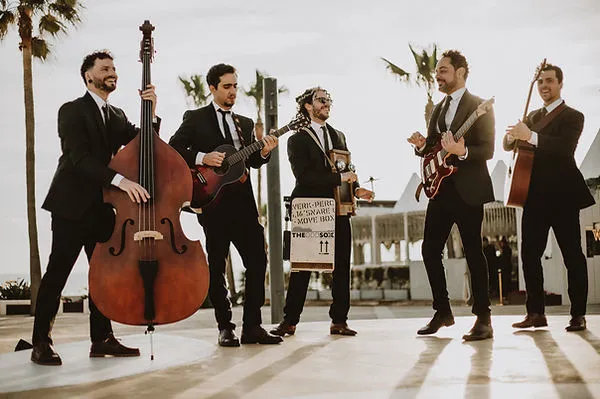 Strolling musicians at a private party